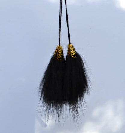 Raccoon and silver fox real fur tassel accessory – view 3