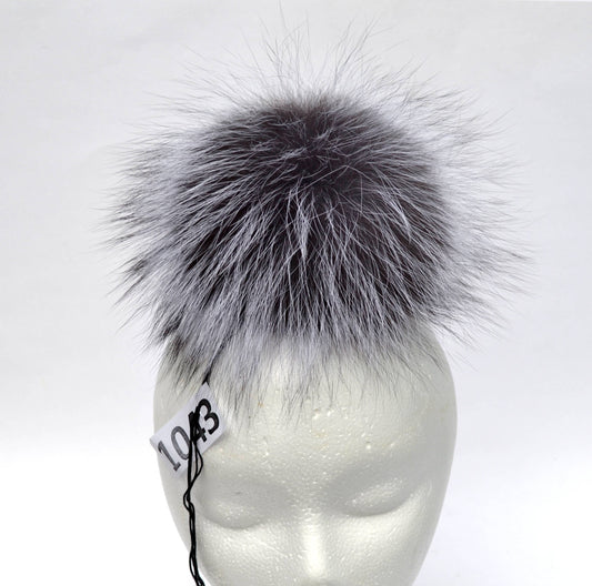 Natural Silver Silver Fox Fur Pom Pom – genuine silver fox fur – image 1