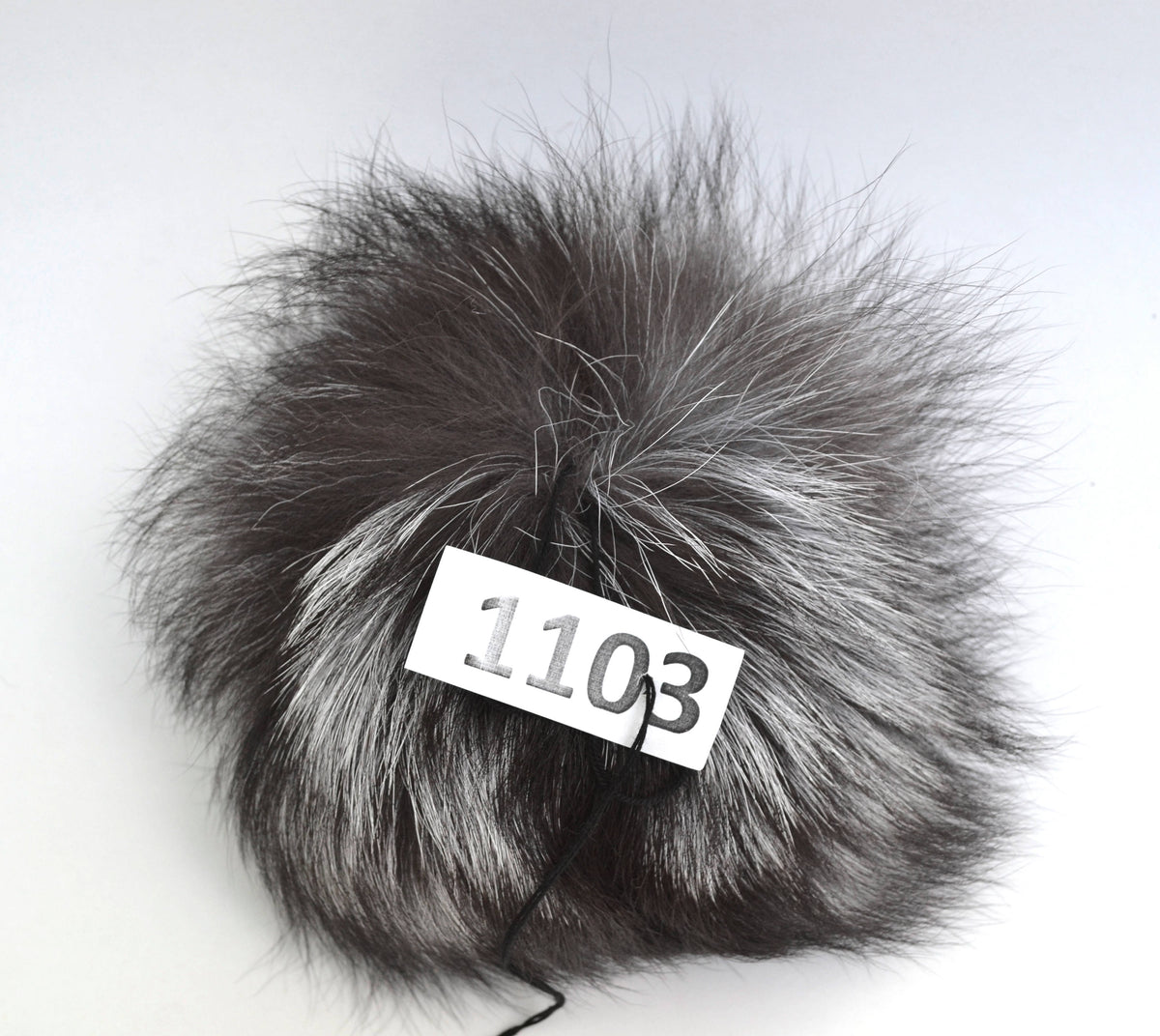Black Silver Fox Fur Pom Pom – genuine silver fox fur – image 3