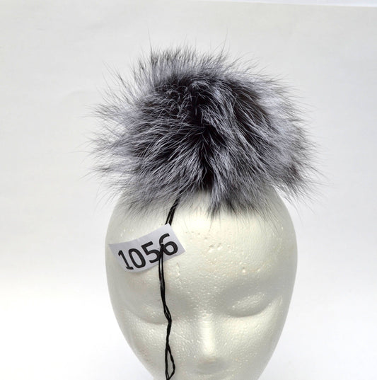 Natural Silver Large Silver Fox Pom Pom – genuine silver fox fur – image 1