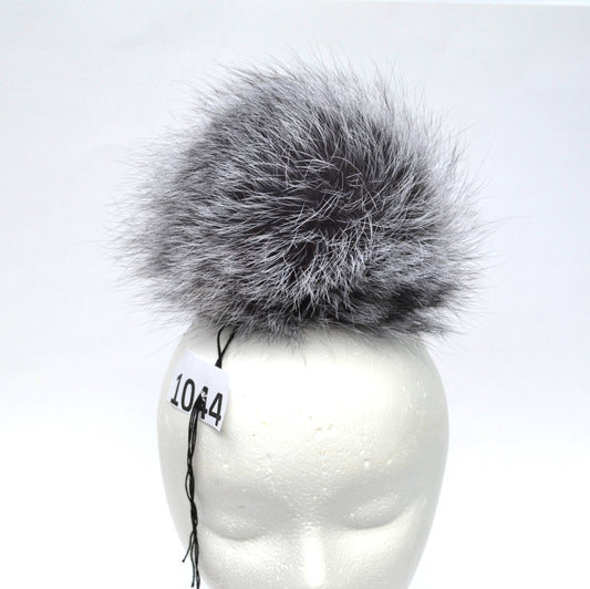 Gray Fur Pom Pom Keychain – genuine silver fox fur – image 1