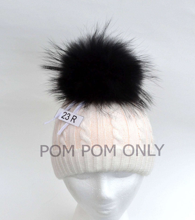 7,5" RACCOON FUR POMPOM! Real Fur Pom-Pom, Fur Pom Pom for Hat, Black Fur Pom Pom, Large Fur Pom Pom, Raccoon Fur, Pom Pom for Knit Hat