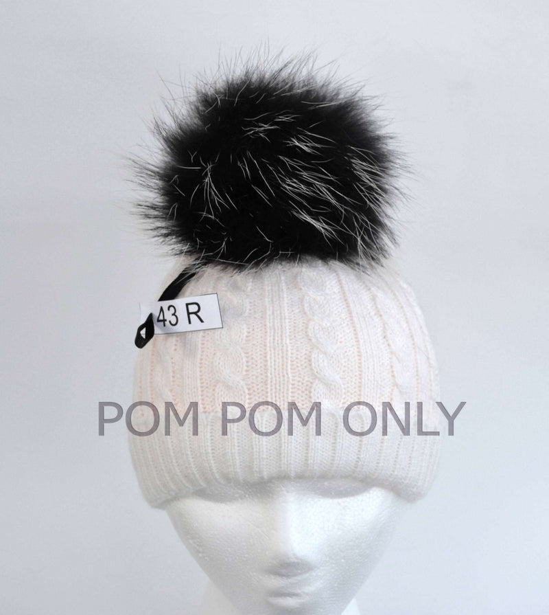 FUR POM POM! Black Raccoon Pom Pom with White Tips Pompom Raccoon Pom Pom Large Fur Pom Pom for Knitted Hat Raccoon Fur Hat Cap Beanie Child