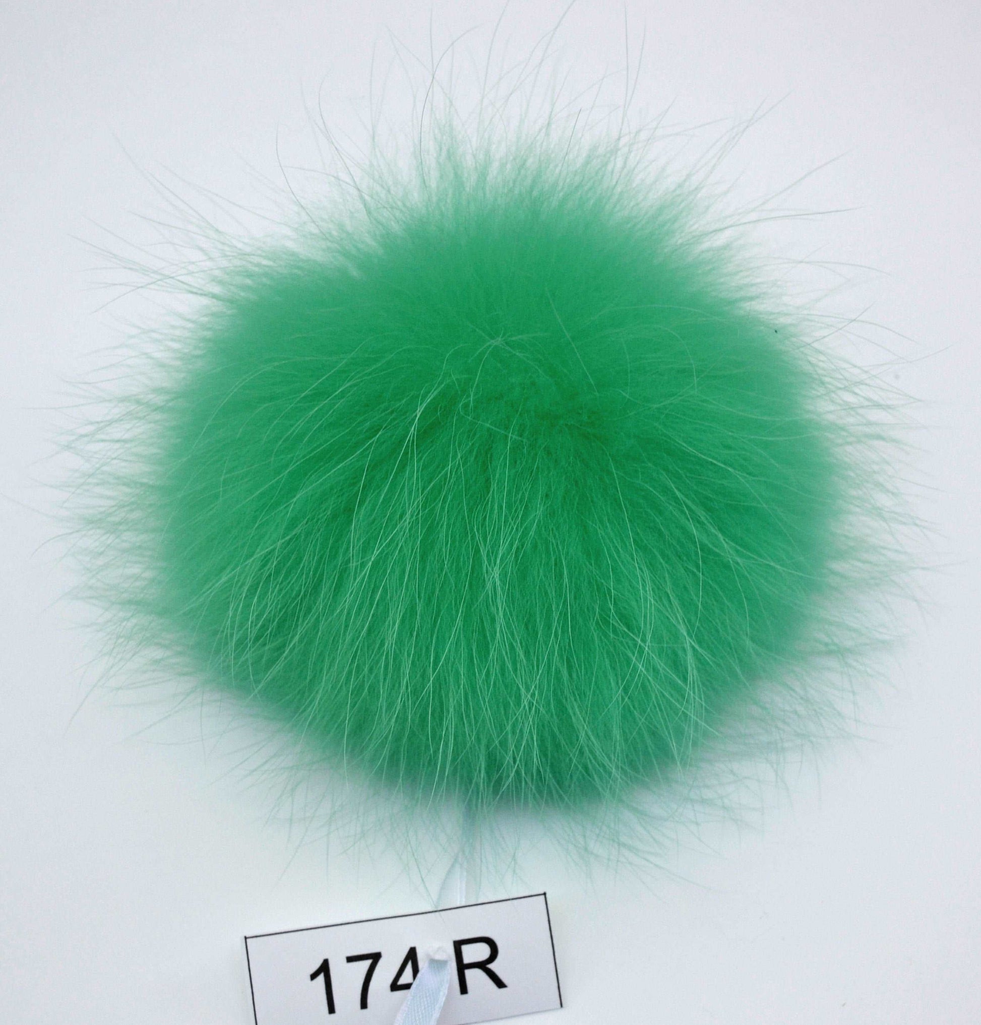 7-8" LARGE FUR POM Pom! High Quality Green Raccoon Pom Pom fo Hat Beanie Tuque Winter Knit Hat Large Pom Pom Fluffy Raccoon Pom Pom Fur Ball