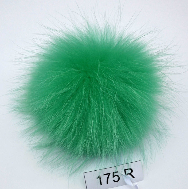 7-8" LARGE FUR POM Pom! High Quality Green Raccoon Pom Pom fo Hat Beanie Tuque Winter Knit Hat Large Pom Pom Fluffy Raccoon Pom Pom Fur Ball