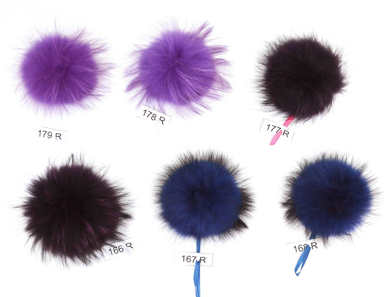 7" LARGE FUR POM Pom! High Quality Purple Raccoon Pom Pom Hat Beanie Tuque Winter Knit Hat Large Pom Pom Fluffy Raccoon Pom Pom Fur Ball