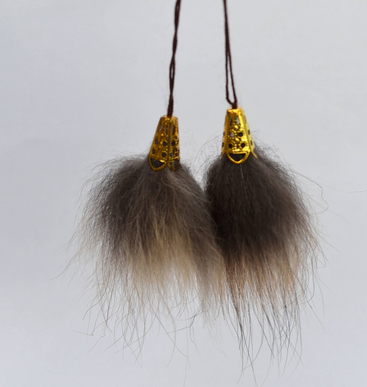 Black real fur tassel pendant for hat bag or scarf – view 10