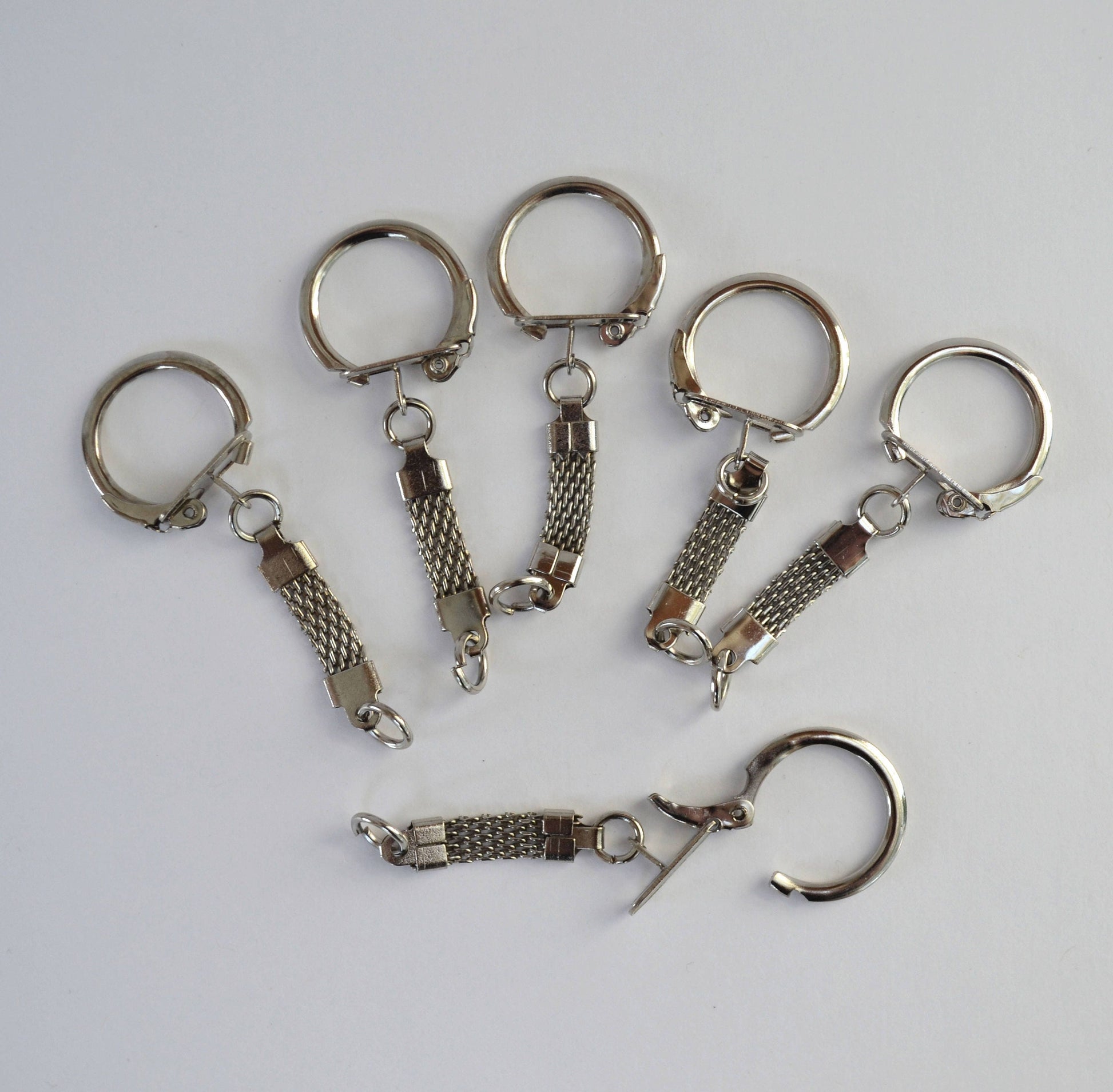 Silver Tone Keychain Rings, Bag Charm, DIY Jewelry (57mm x 20mm)