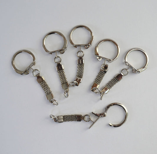 Silver Tone Keychain Rings, Bag Charm, DIY Jewelry (57mm x 20mm)