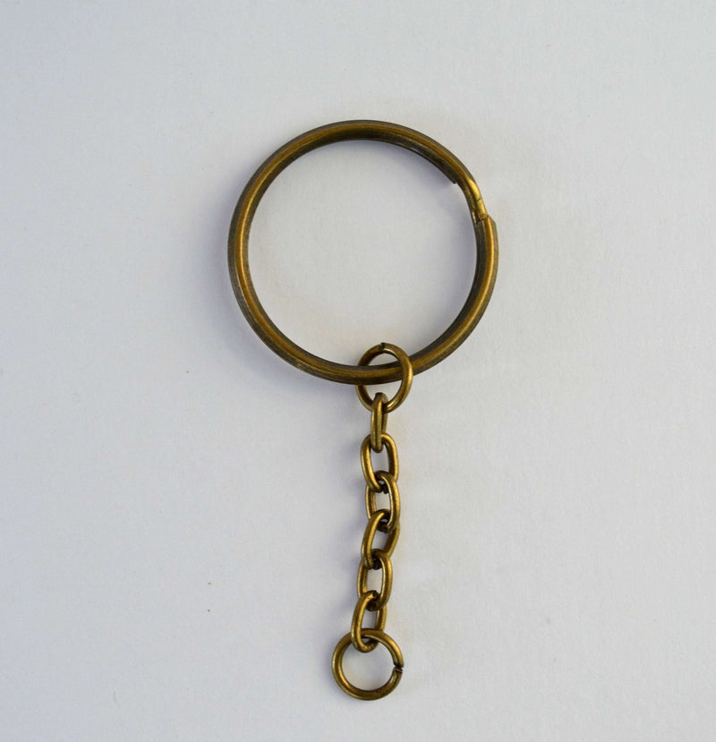 Key Chains, Key Rings, Bronze Tone 60mm x 30mm, Split Ring, Curb Chain, Bag Charm, Key Chain for Pom Pom, Key ring, Pendant, Jewelry