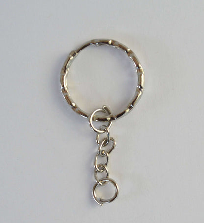 Key Chains, Key Rings, Silver Tone 50mm x 22mm, Split Ring, Curb Chain, Bag Charm, Key Chain for Pom Pom, Key ring, Pendant, Jewelry