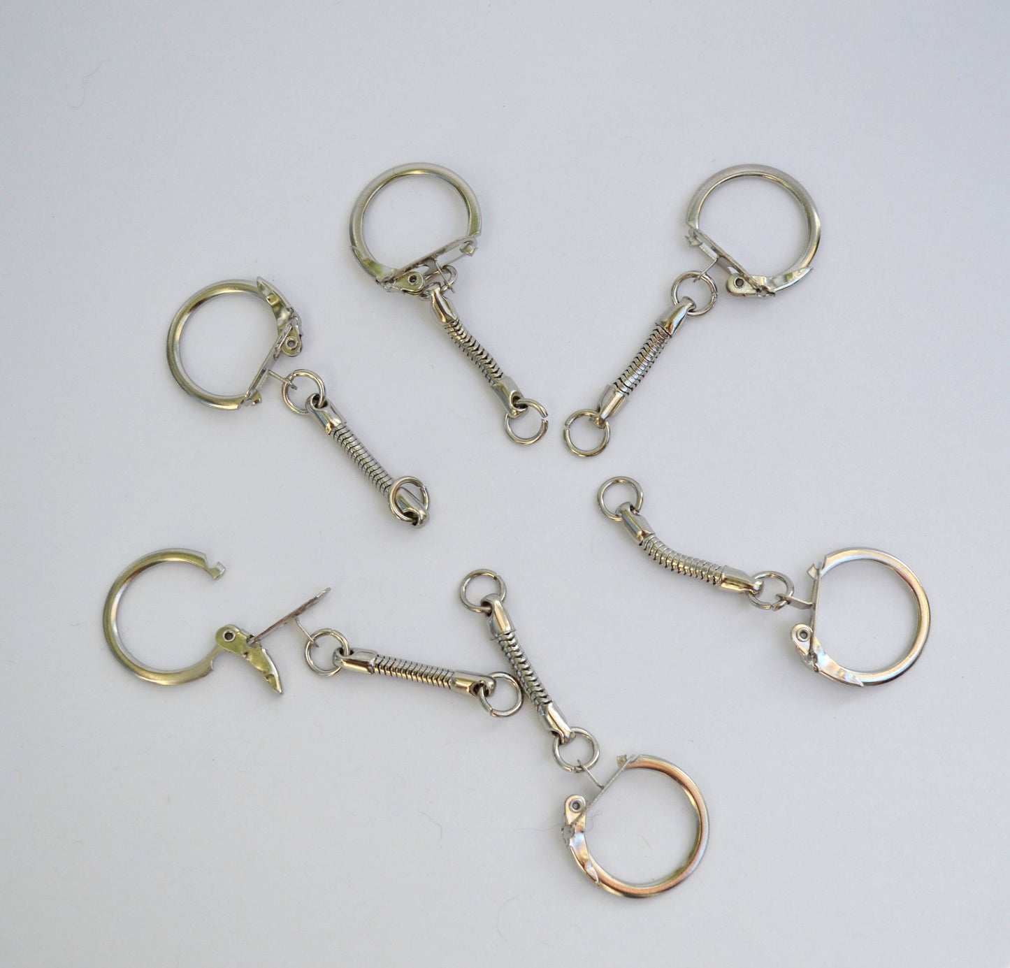 Silver Tone Keychain Ring, Bag Charm Pendant (57mm x 20mm)