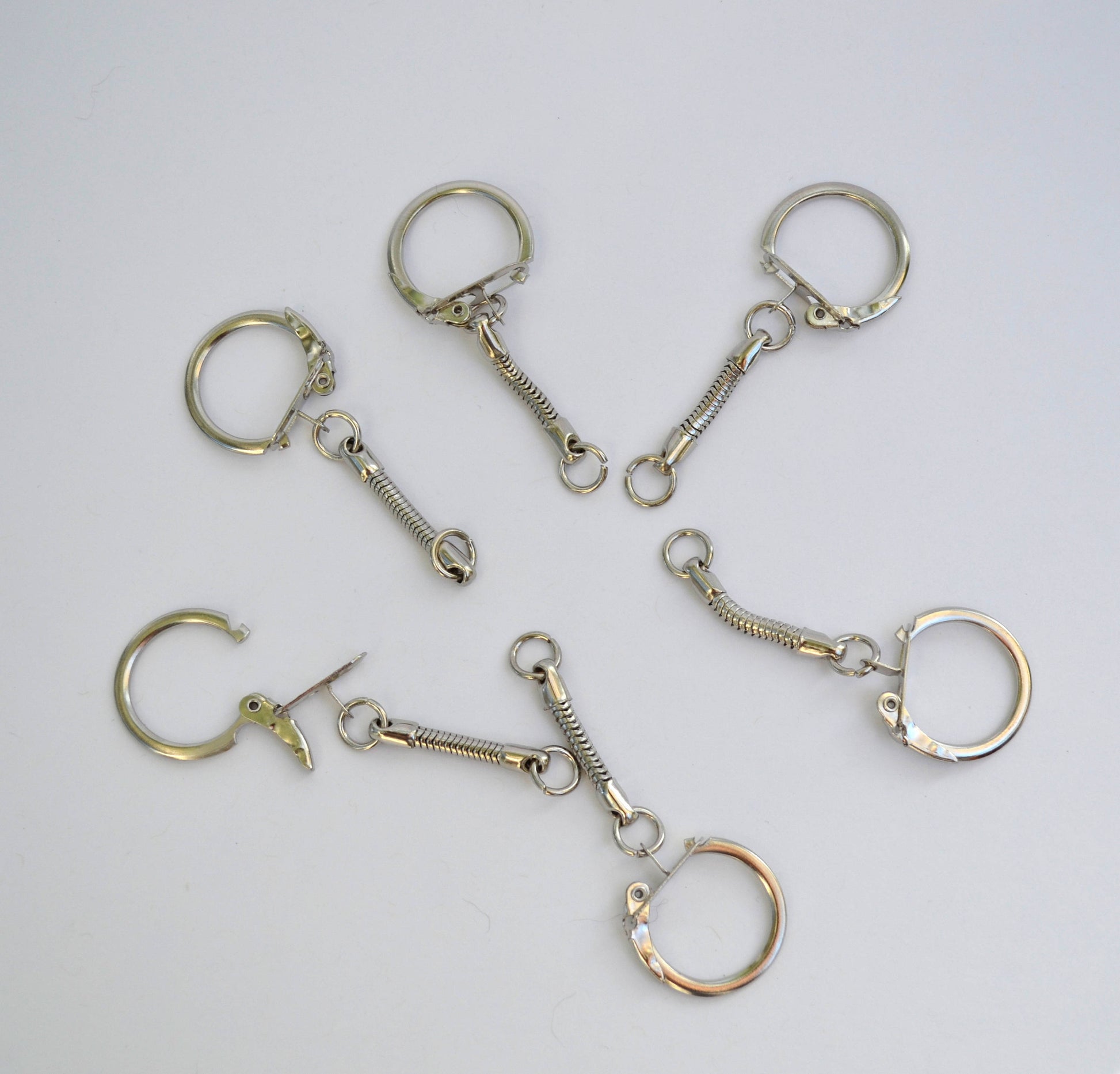 Silver Tone Keychain Ring, Bag Charm Pendant (57mm x 20mm)