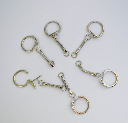 Silver Tone Keychain Ring, Bag Charm Pendant (57mm x 20mm)