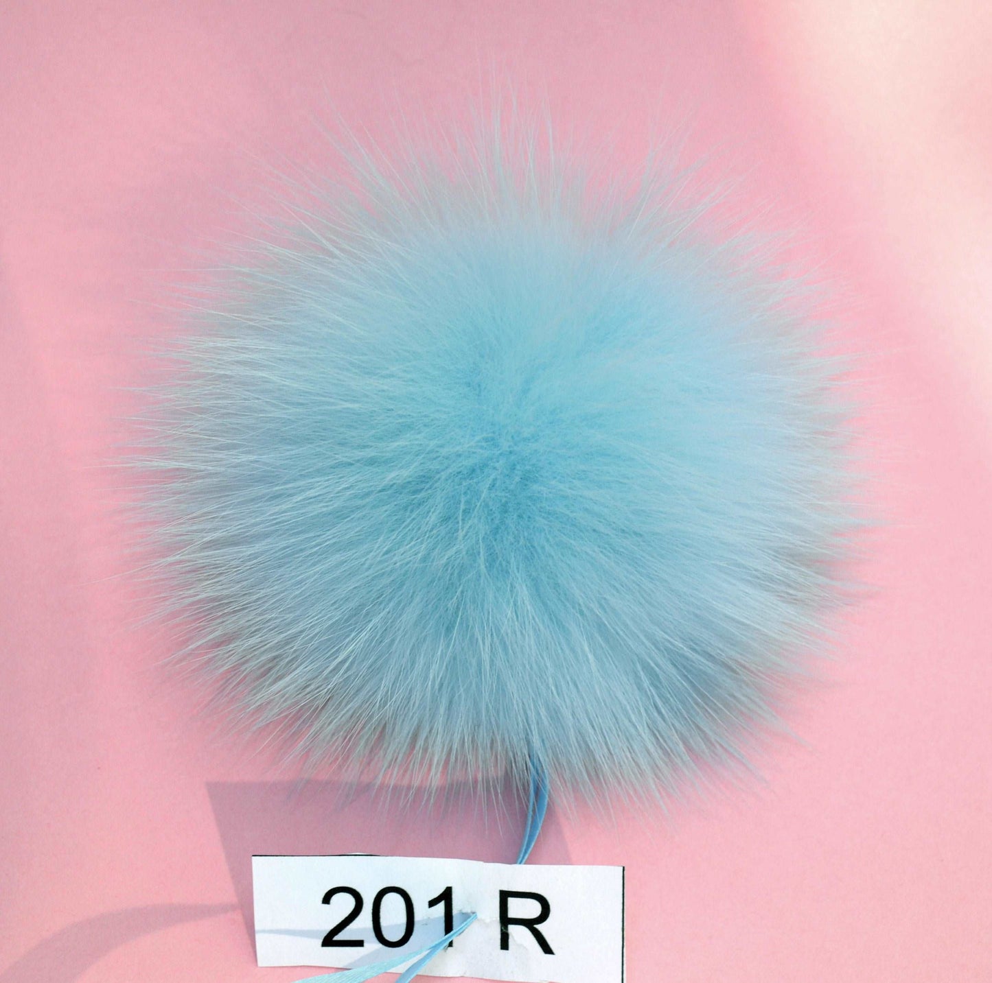 blue fox pom pom for knit hat