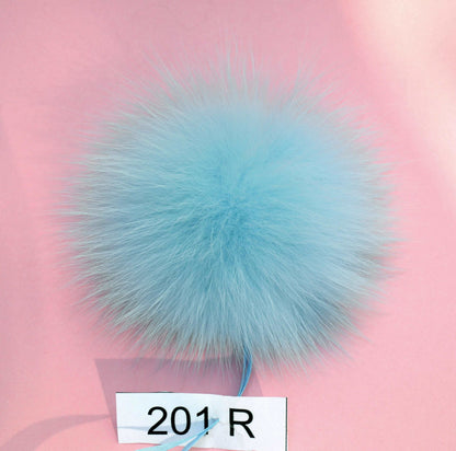 blue fox pom pom for knit hat