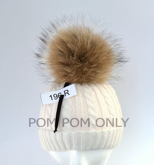 7" FUR POM POM! Fur Pom-Pom, Raccoon Pom Pom, Large Pom Pom, Brown Pom Pom, Real Fur Pom Pom, Hat Pom Pom, Pom Pom Hat, Handmade Pom Pom