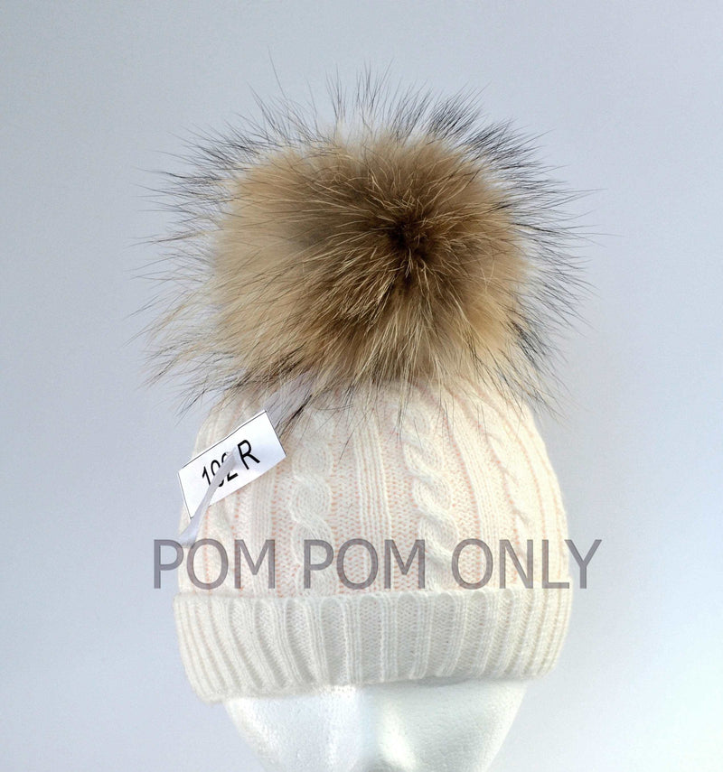 7,5" FUR POM POM! Real Fur Pom Pom Hat Raccoon Pompom Natural Fur Pompom Large Pom Pom Fur Ball Detachable Pom Pom Hat Beanie Children Women