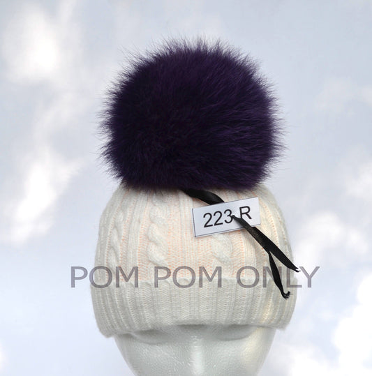 Purple Real Fox Fur Pom Pom – genuine fox fur – image 1