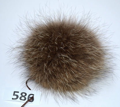 Natural Raccoon Raccoon Pom Pom for Hat – genuine raccoon fur – image 2