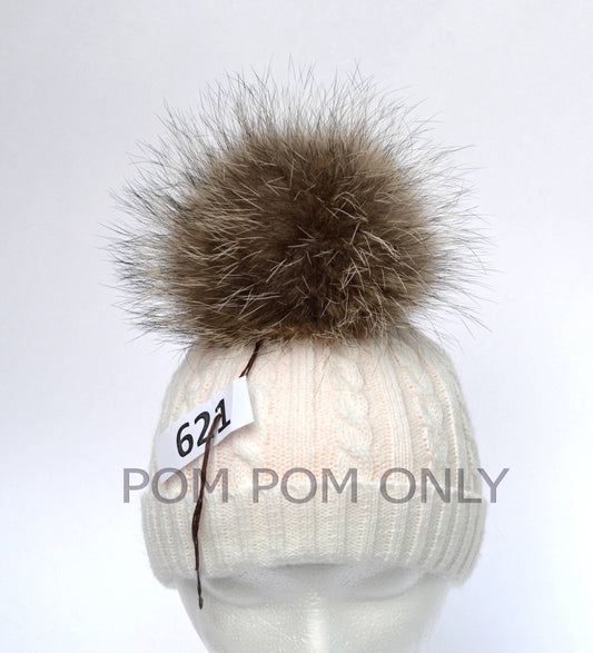 Natural Raccoon Real Fur Pom Pom – genuine raccoon fur – image 1
