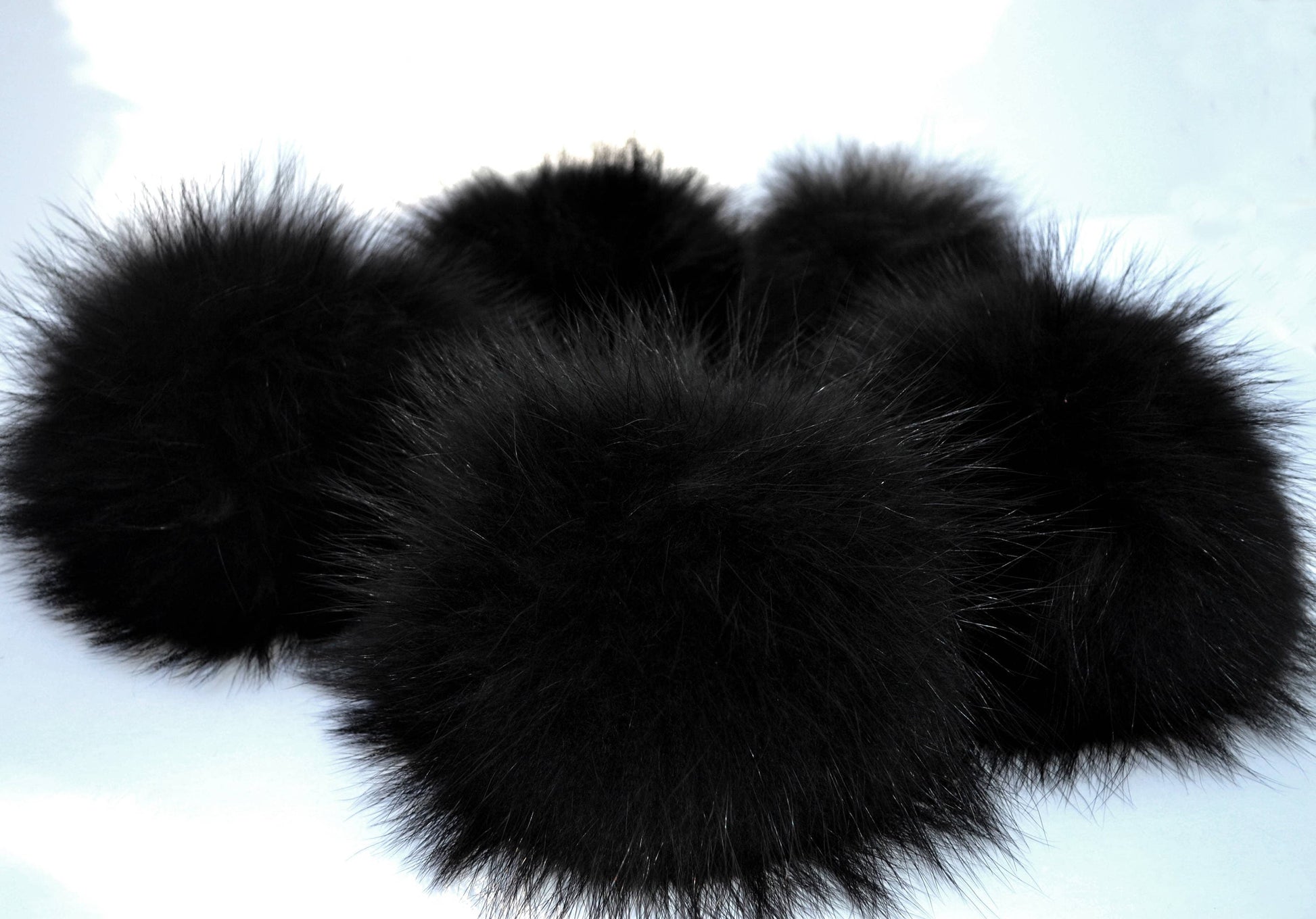 8-9" EXTRA LARGE BLACK Pom Poms! Double Raccoon Pom Pom Giant Pom Pom for Chunky Hat Beanie Tuque Winter Knit Hats Puff Fluffy Fur Ball