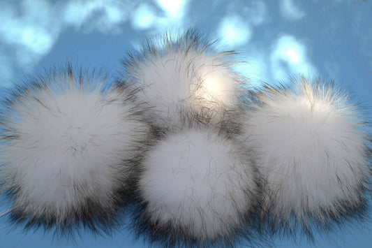 7" to 8" LARGE FUR POM Pom! White Raccoon Pom Pom for Hat Beanie Tuque Winter Knit Hat Large Pom Pom Fluffy Raccoon Pom Pom Fur Ball Child