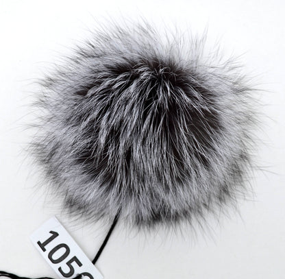 Natural Silver Large Silver Fox Pom Pom – genuine silver fox fur – image 2