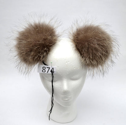 Natural Raccoon Raccoon Fur Pom Pom Pair – genuine raccoon fur – image 1