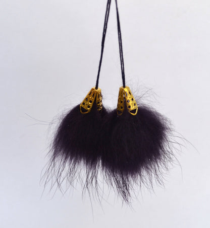 Black real fur tassel pendant for hat bag or scarf – view 8