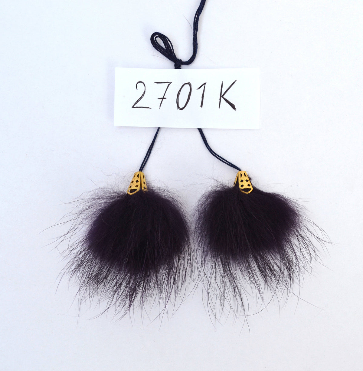 Black real fur tassel pendant for hat bag or scarf – view 7