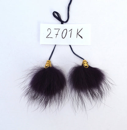 Black real fur tassel pendant for hat bag or scarf – view 7