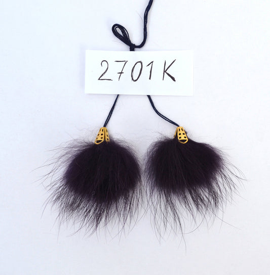 Black real fur tassel pendant for hat bag or scarf – view 7
