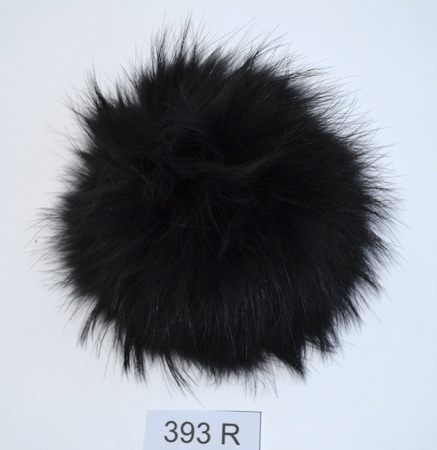 8" Black Raccoon Fur Pom Pom: Detachable Knit Hat Bobble