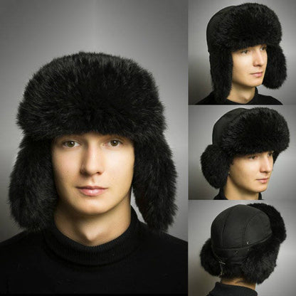 READY to SHIP Fur Ear Flap Hat, Men real fur hat, Trapper Hat, Aviator Hat, Ushanka, Russian Hat, Ski Hat, Rabbit Fur, Fur Hat Ear Flaps