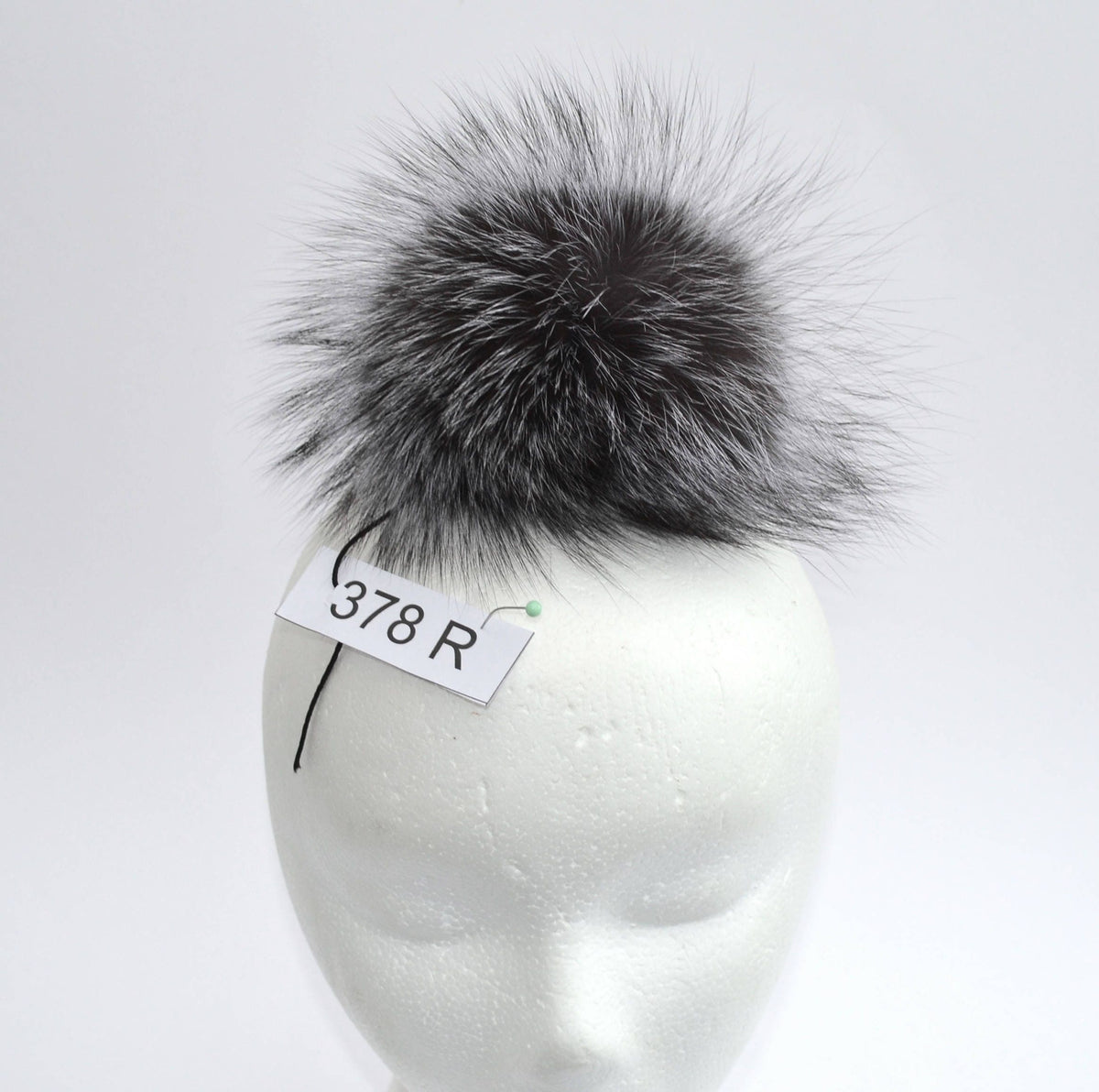 Natural Silver Detachable Fur Pom Pom – genuine silver fox fur – image 1