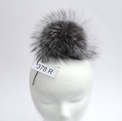 Natural Silver Detachable Fur Pom Pom – genuine silver fox fur – image 1