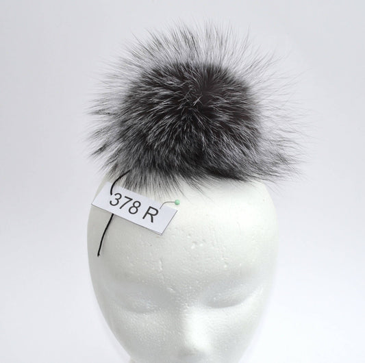 Natural Silver Detachable Fur Pom Pom – genuine silver fox fur – image 1