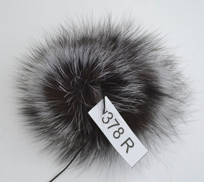 Natural Silver Detachable Fur Pom Pom – genuine silver fox fur – image 3