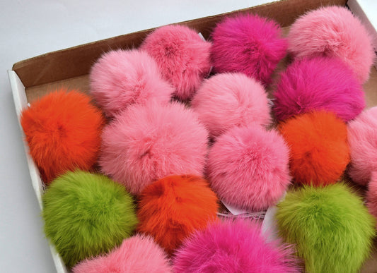 Handmade Rabbit Fur Pom Pom: 3.5-4.5" Hat Accessory