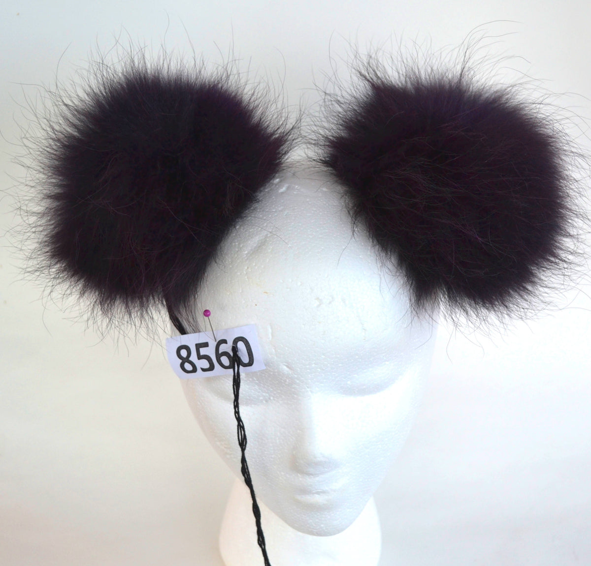 Blue Fur Pom Pom Ears – genuine raccoon fur – image 1