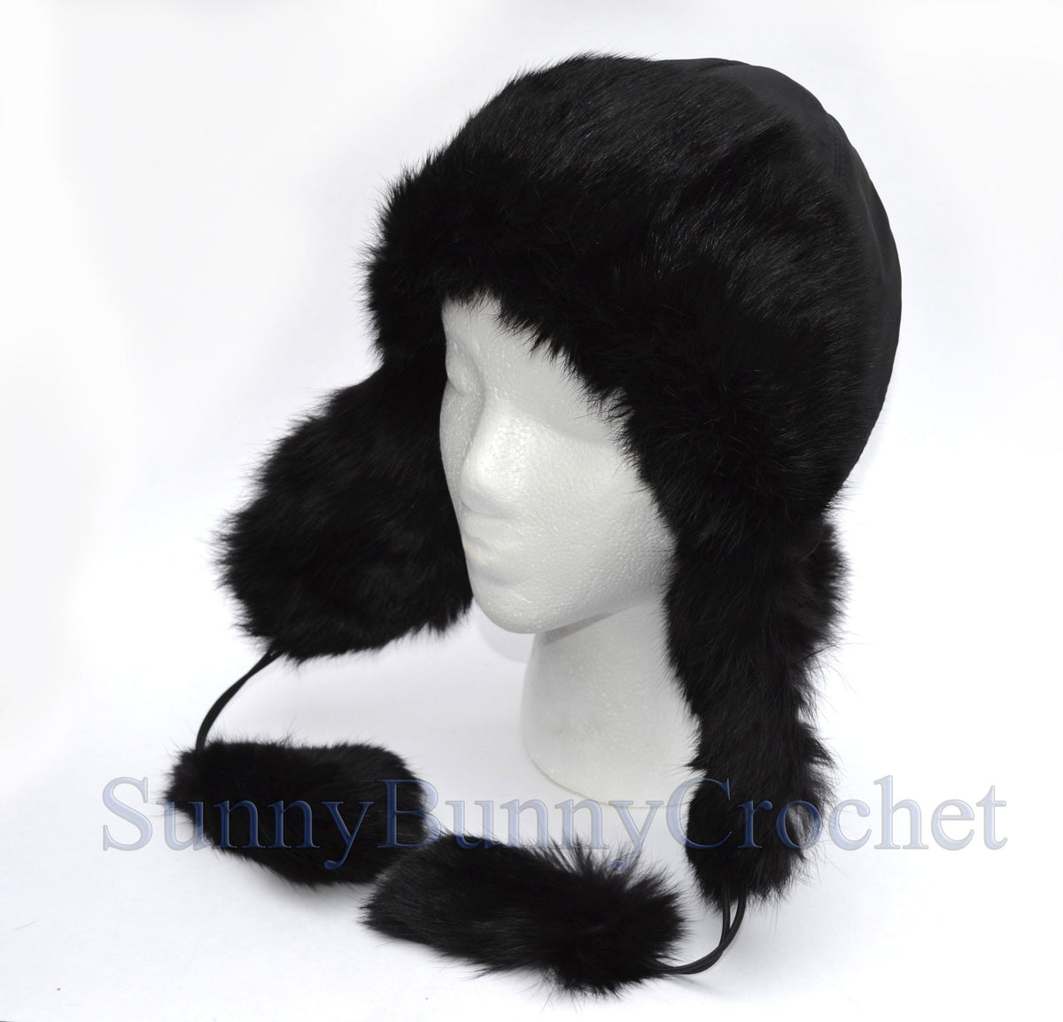 Rabbit fur kids ushanka hat with ear flaps