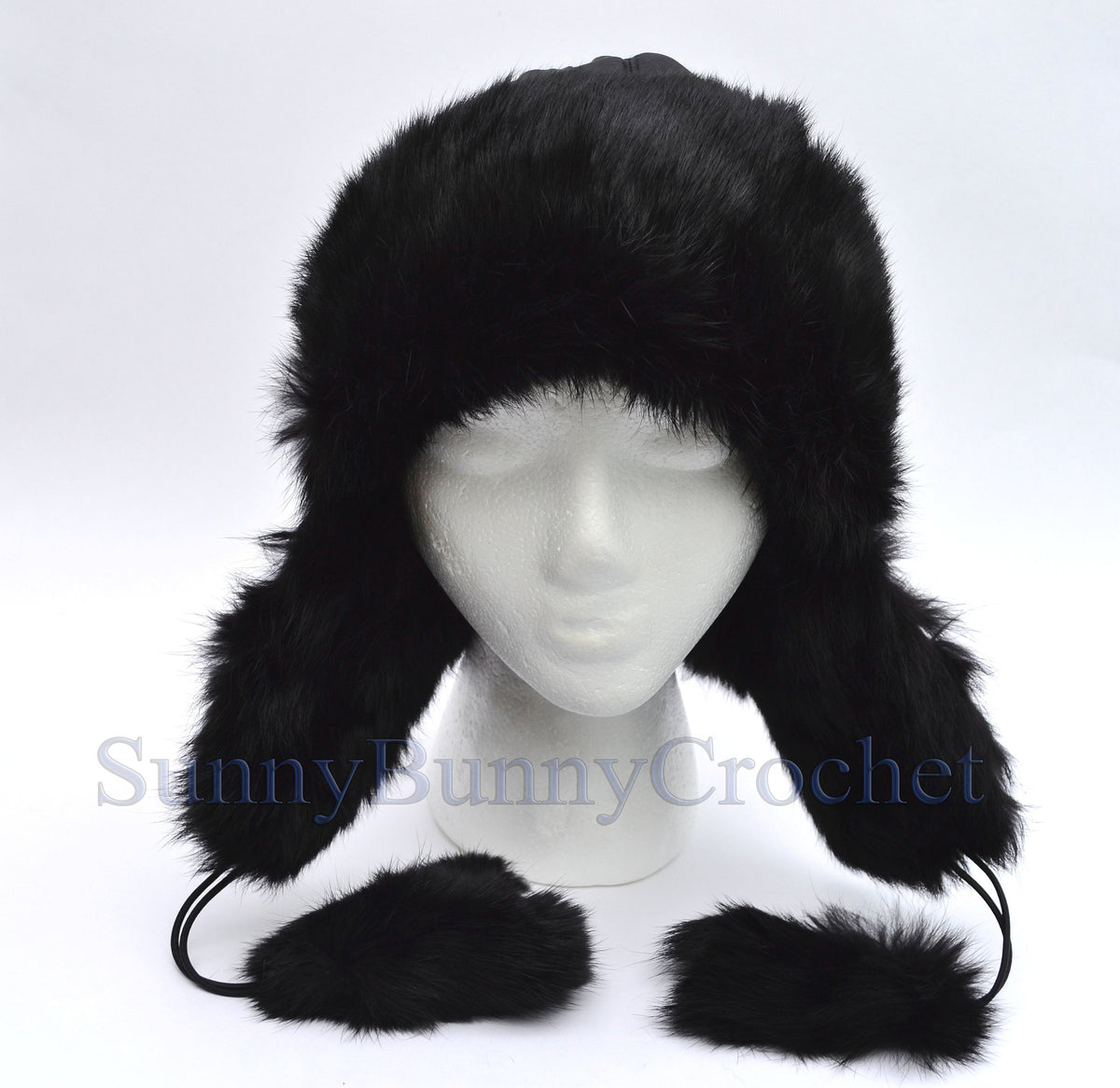 Rabbit fur kids ushanka hat with ear flaps – view 2
