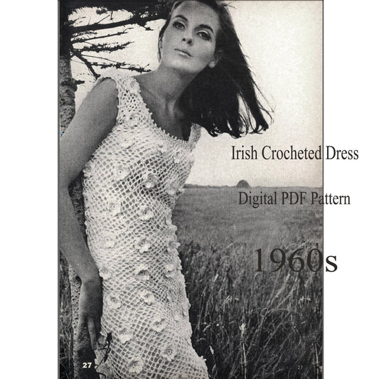 Vintage 1960s Irish Crochet Dress Pattern: Retro Mini Tunic (PDF Download)