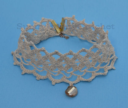 Crochet Choker, Choker Necklace, Crochet Collar, White Choker, Knit Women Necklace, Wedding Necklace, Crochet Jewelry, Gift for her