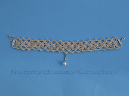 Ivory crochet lace choker necklace for women