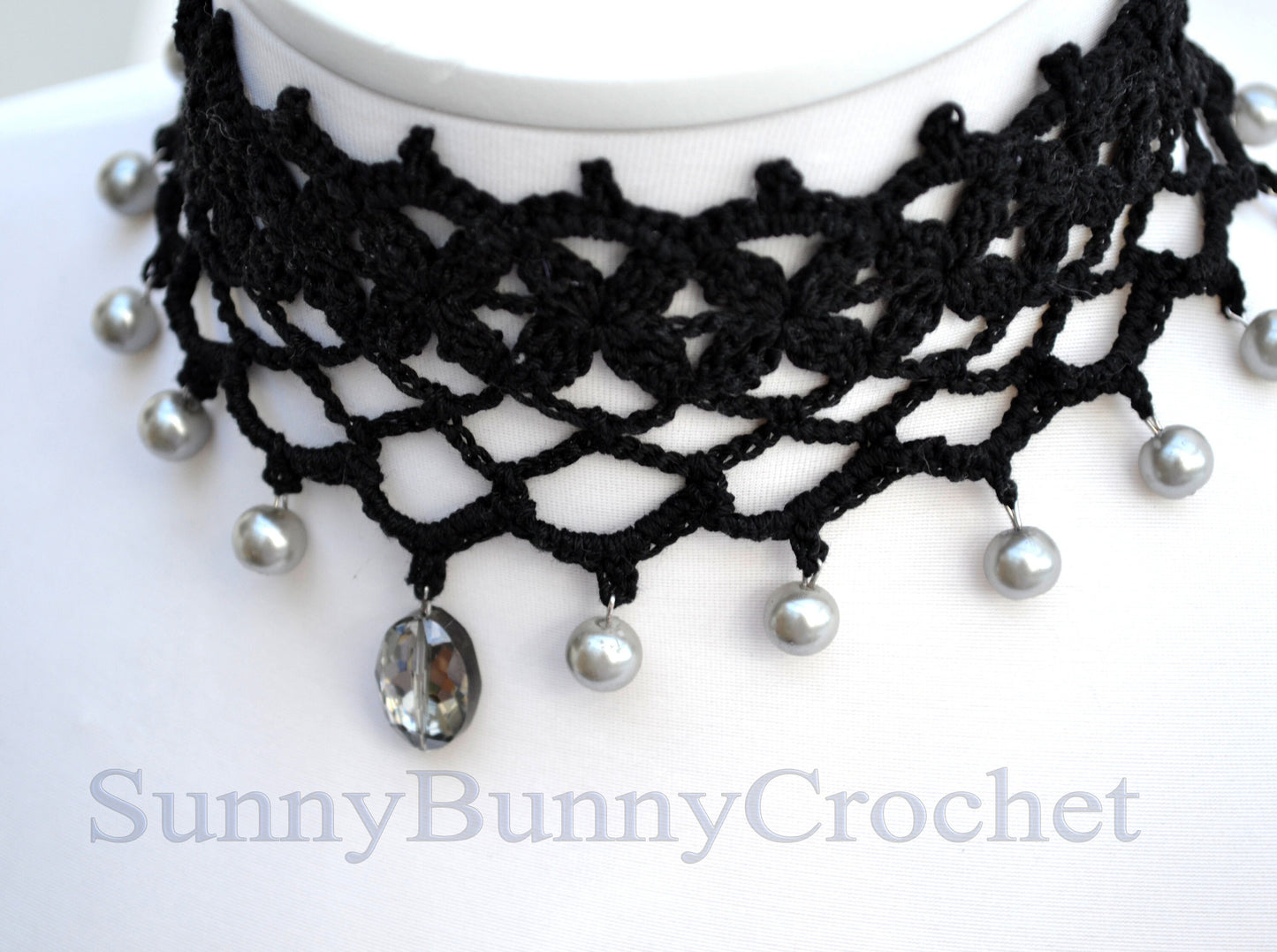 Black necklace choker, Black necklace for women, Choker necklace Black, Black statement necklace, Choker beaded Black, Cotton Choker, Boho