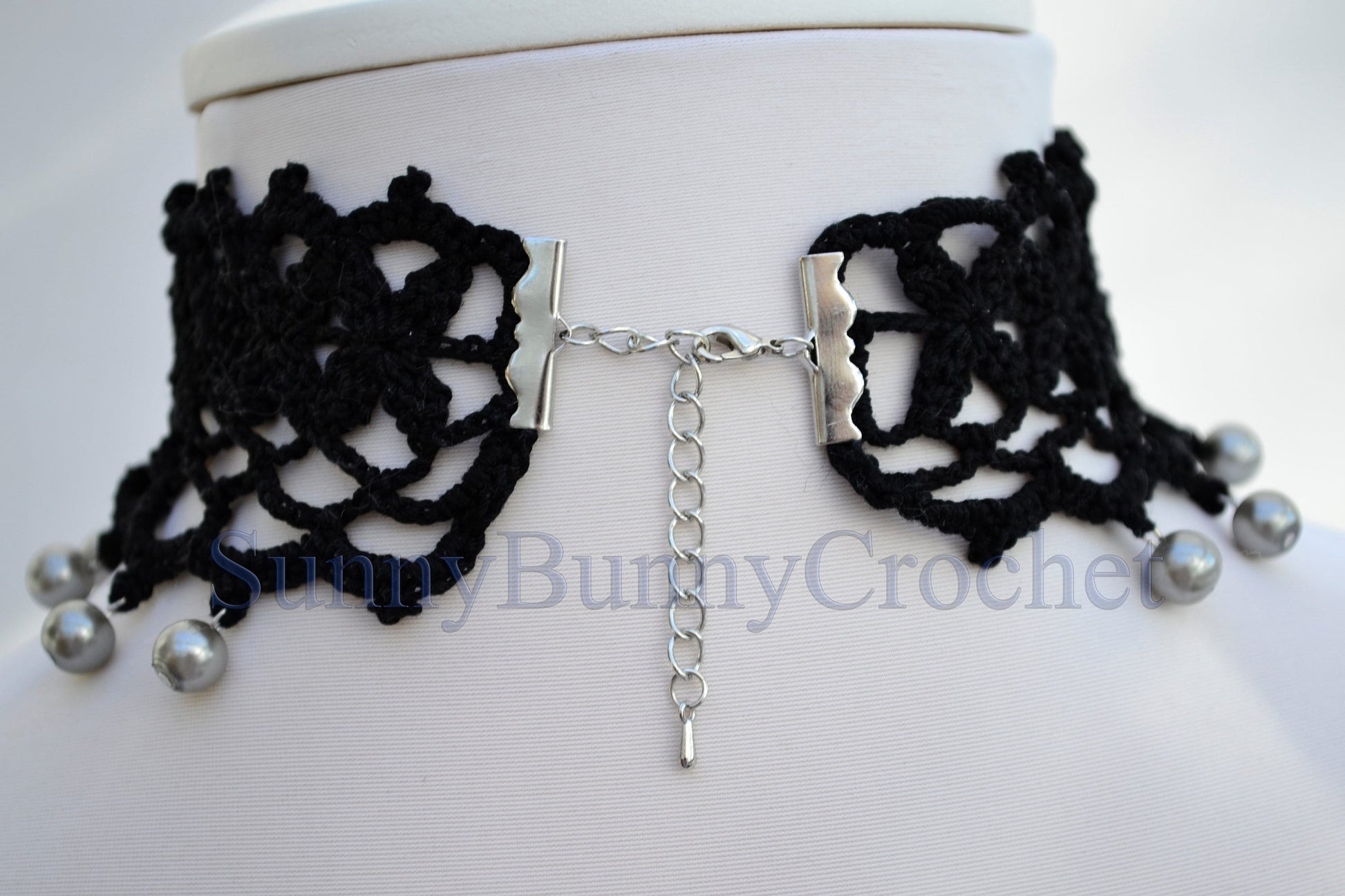 Black necklace choker, Black necklace for women, Choker necklace Black, Black statement necklace, Choker beaded Black, Cotton Choker, Boho