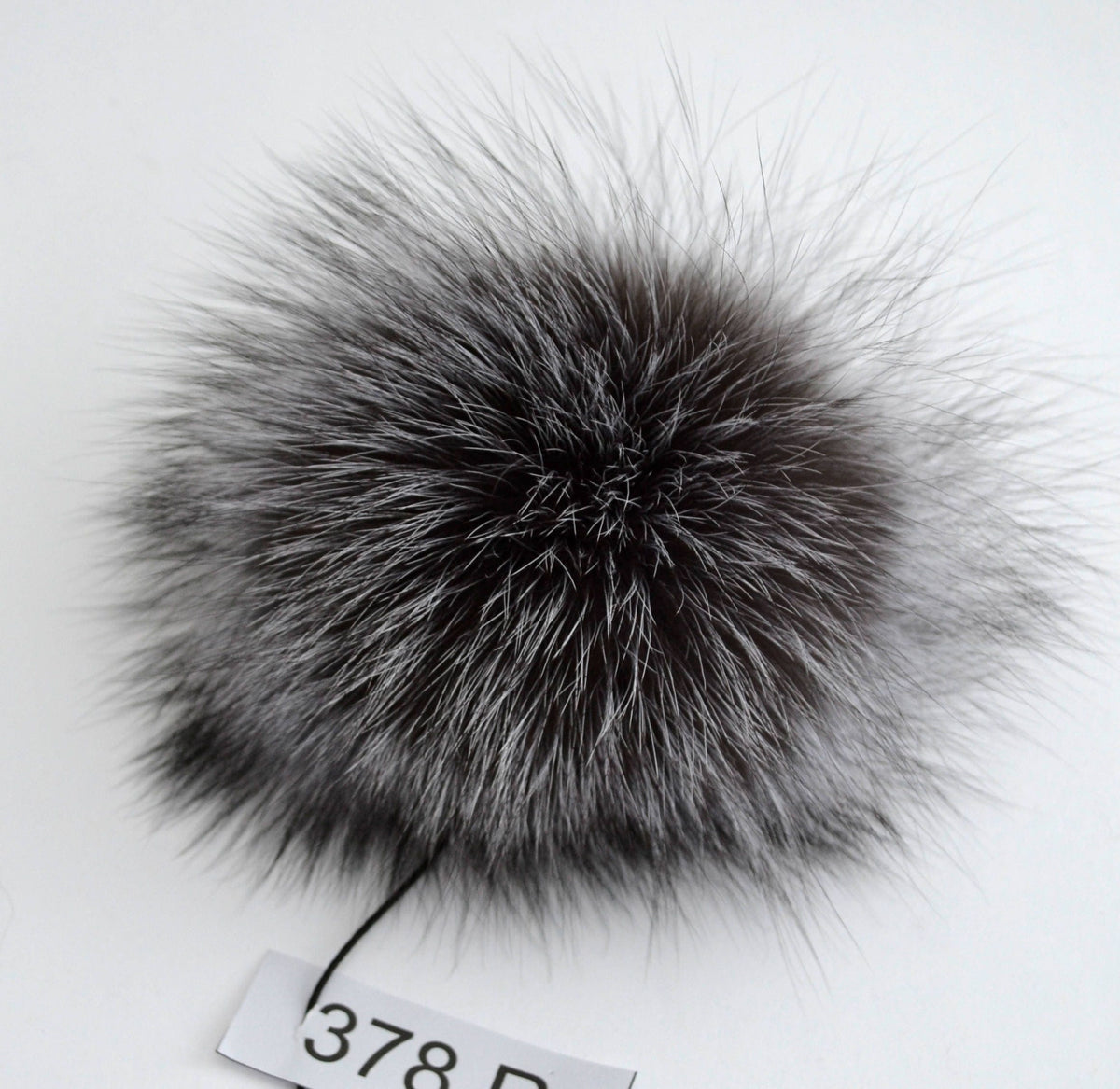 Natural Silver Detachable Fur Pom Pom – genuine silver fox fur – image 2
