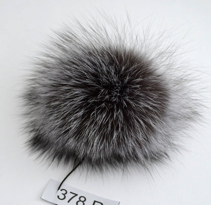 Natural Silver Detachable Fur Pom Pom – genuine silver fox fur – image 2